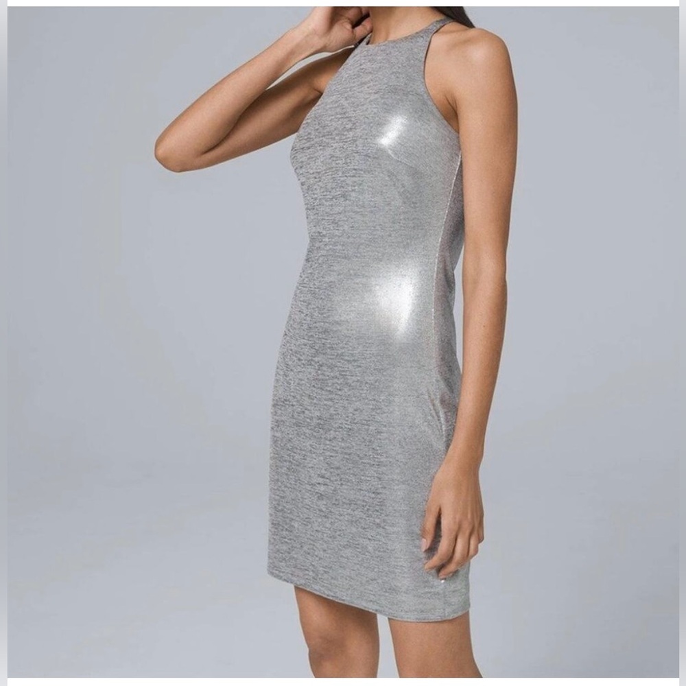 White House Black Market Shimmering Gray Mini Dress